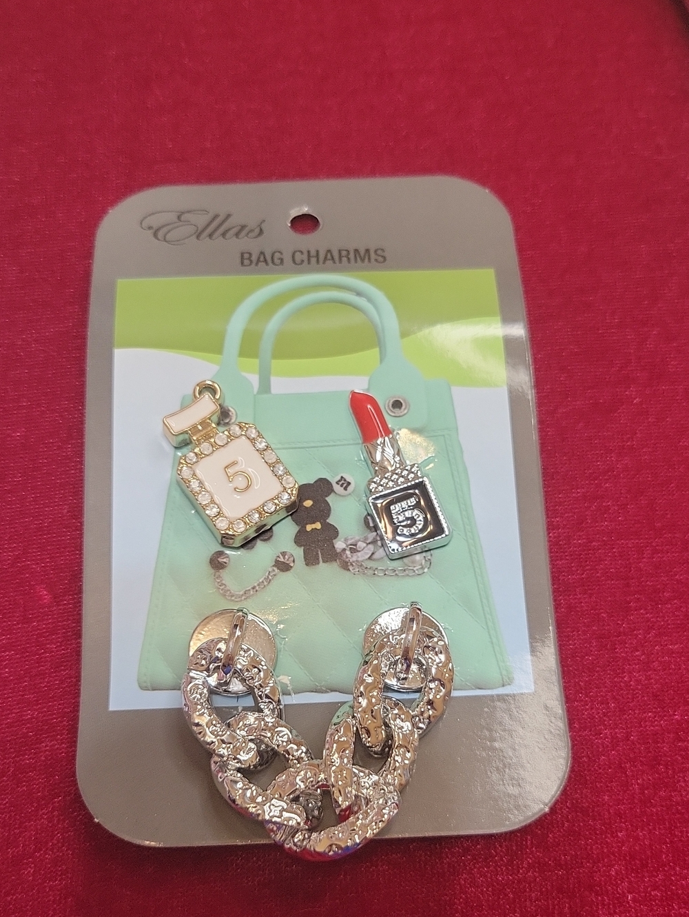 Ella Bag Charms in Red & Silver